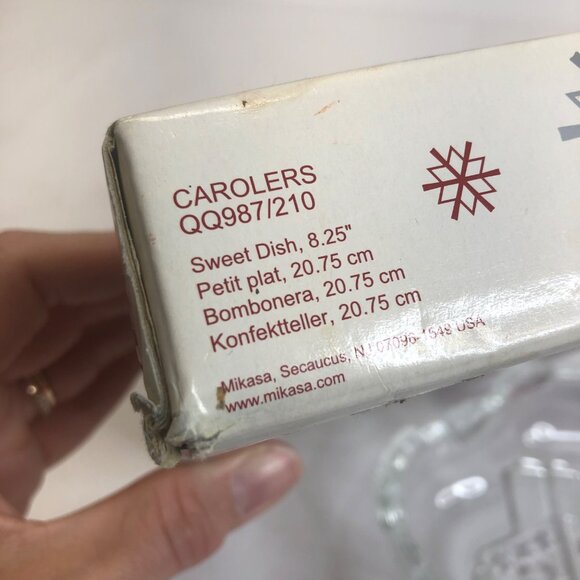 Mikasa Crystal Celebrations Carolers Sweet Dish New in Box - Picture 5 of 9